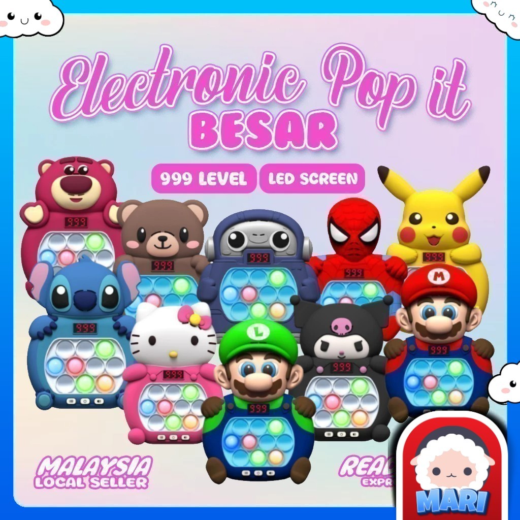 [ Display Screen ] 999 Level Pop It Electronic Quick Game Speed Push ...