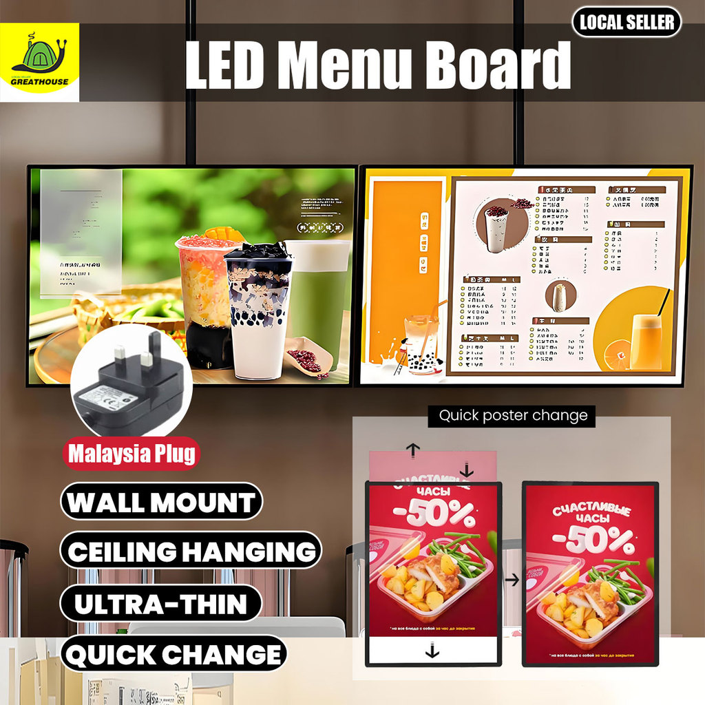 🇲🇾24H🚚LED Menu Board Display / wall Menu Board Super bright Slim light ...