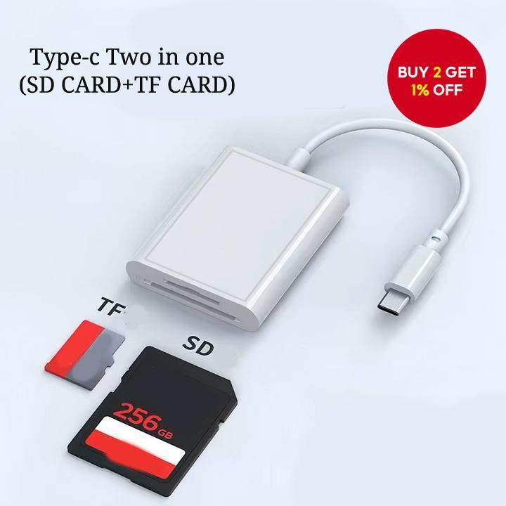 Type C 2 in 1 Mobile Connected to TF SD Card Reader USB OTG Adapter ...