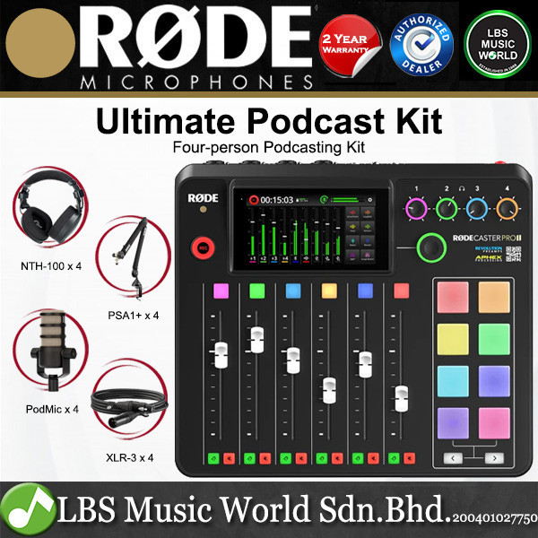 Rode Ultimate Podcast Kit Four Person Podcasting Complete Setup Bundle ...