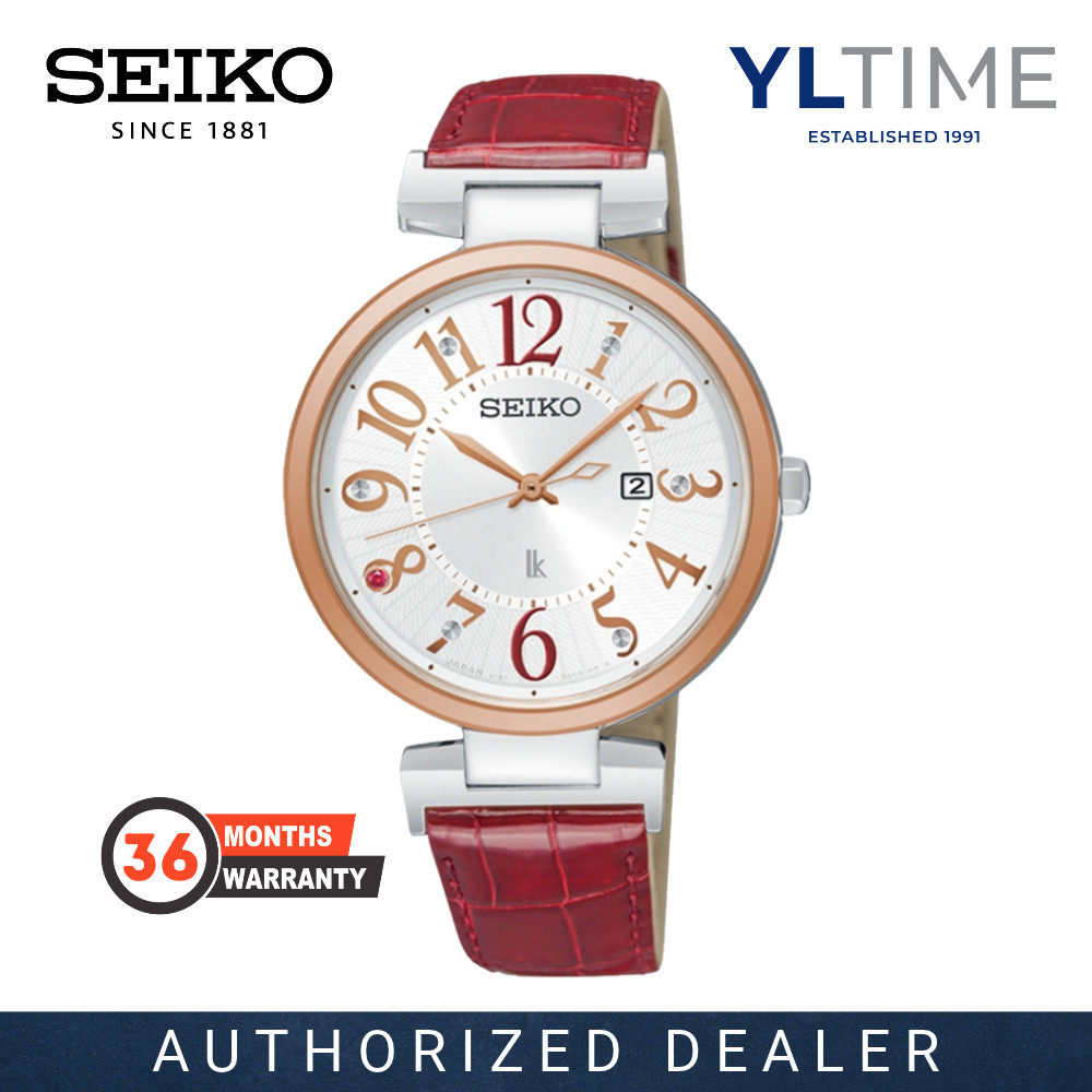 Seiko Lukia SUT336J1 Silver Dial Numerical Indexes Red Calfskin Leather ...