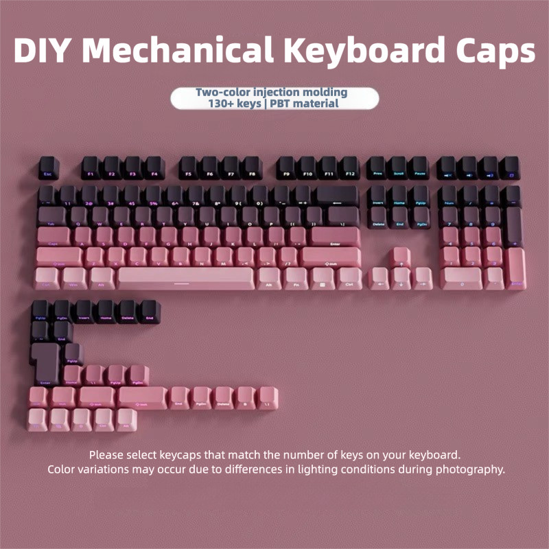 【1 Set DIY Keycaps】130+ Keys Side Engraved Cherry MX Switch Keycaps PBT ...