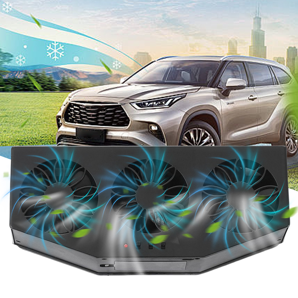 Solar Powered Car Exhaust Fan with 3 Air Outlets Car Window Air Vent ...
