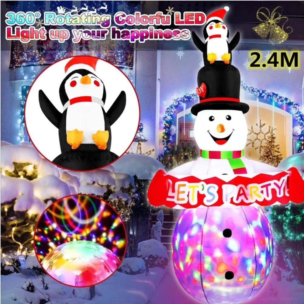 2.4M Overhead Penguin Snowman Inflatable Christmas Inflatables LED ...