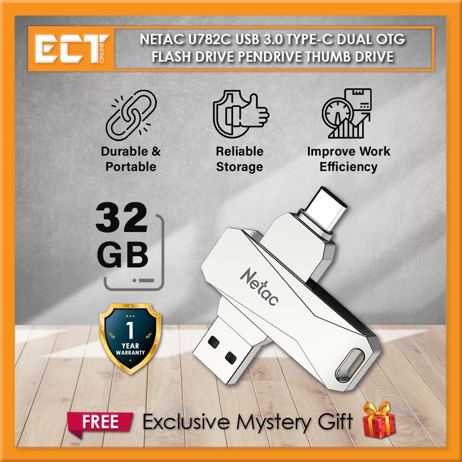Netac U782C 32GB / 64GB / 128GB USB 3.0 Type-C Dual OTG Flash Drive ...