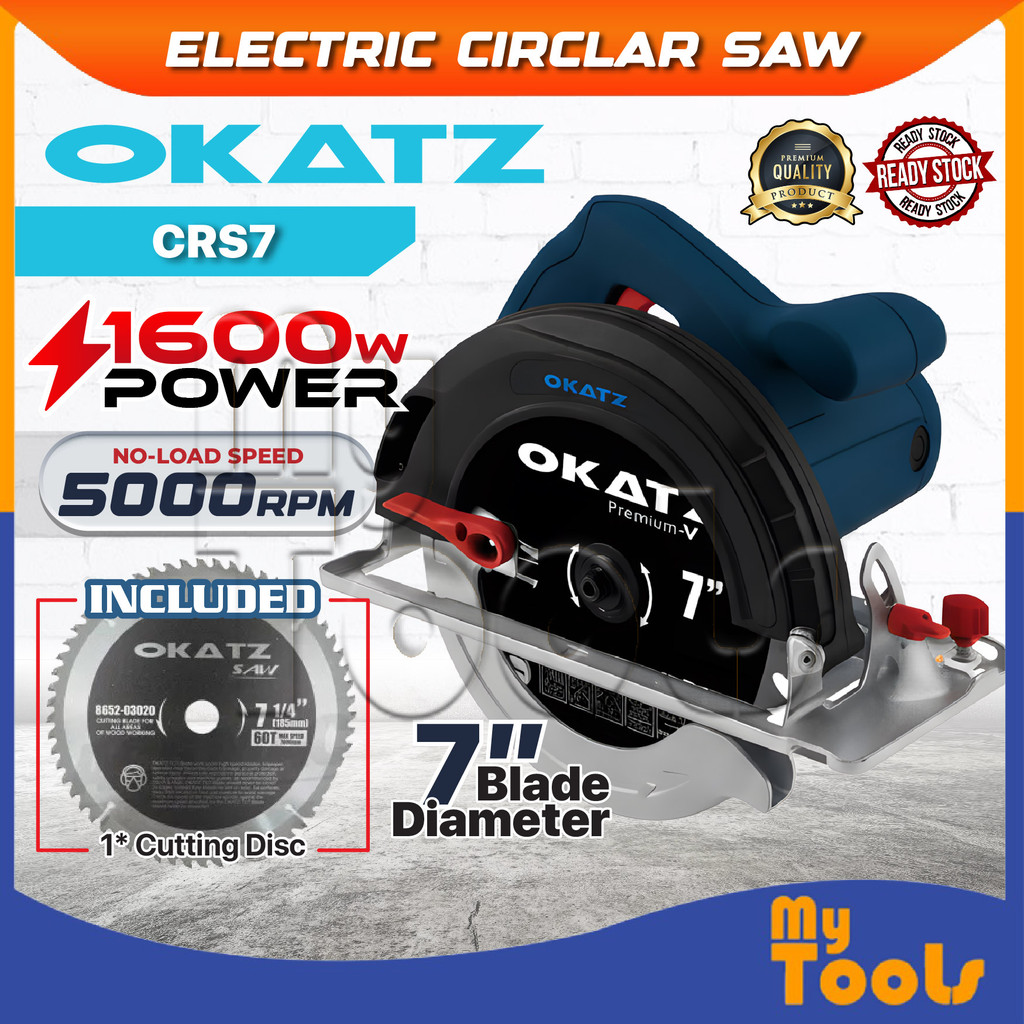 Mytools OKATZ Circular Saw CRS7 | 1600W 7-inch 185mm Electric Wood ...