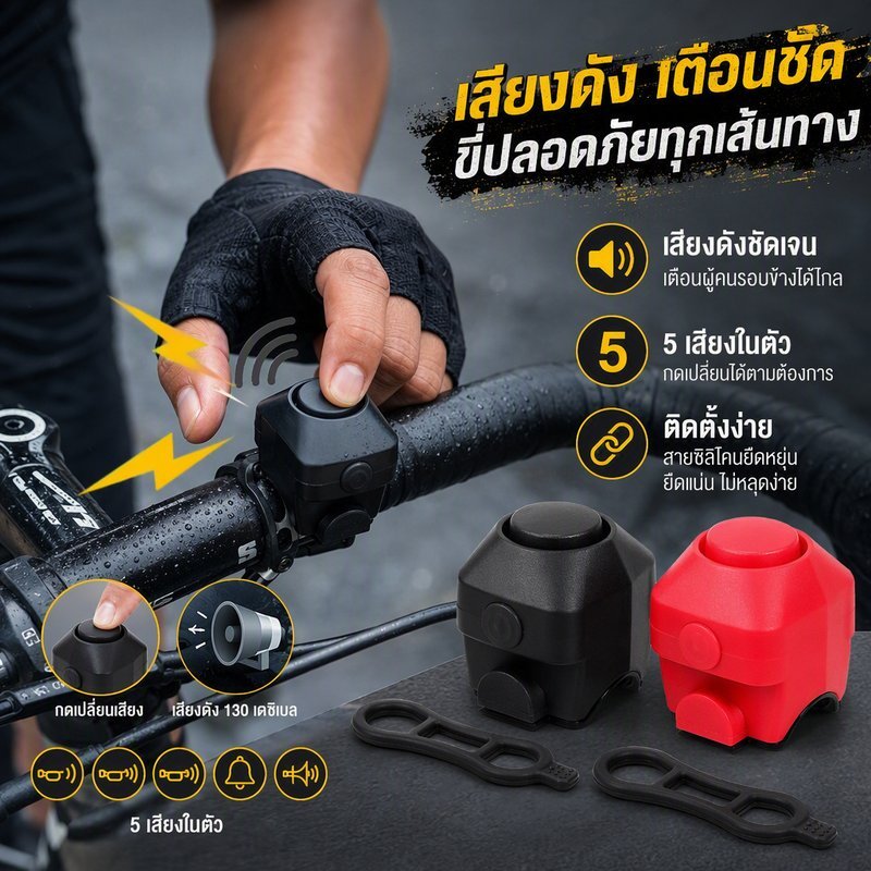 Electric Bicycle Horn Bell Loud Sound 130dB 5 Sounds Waterproof IPX4 ...