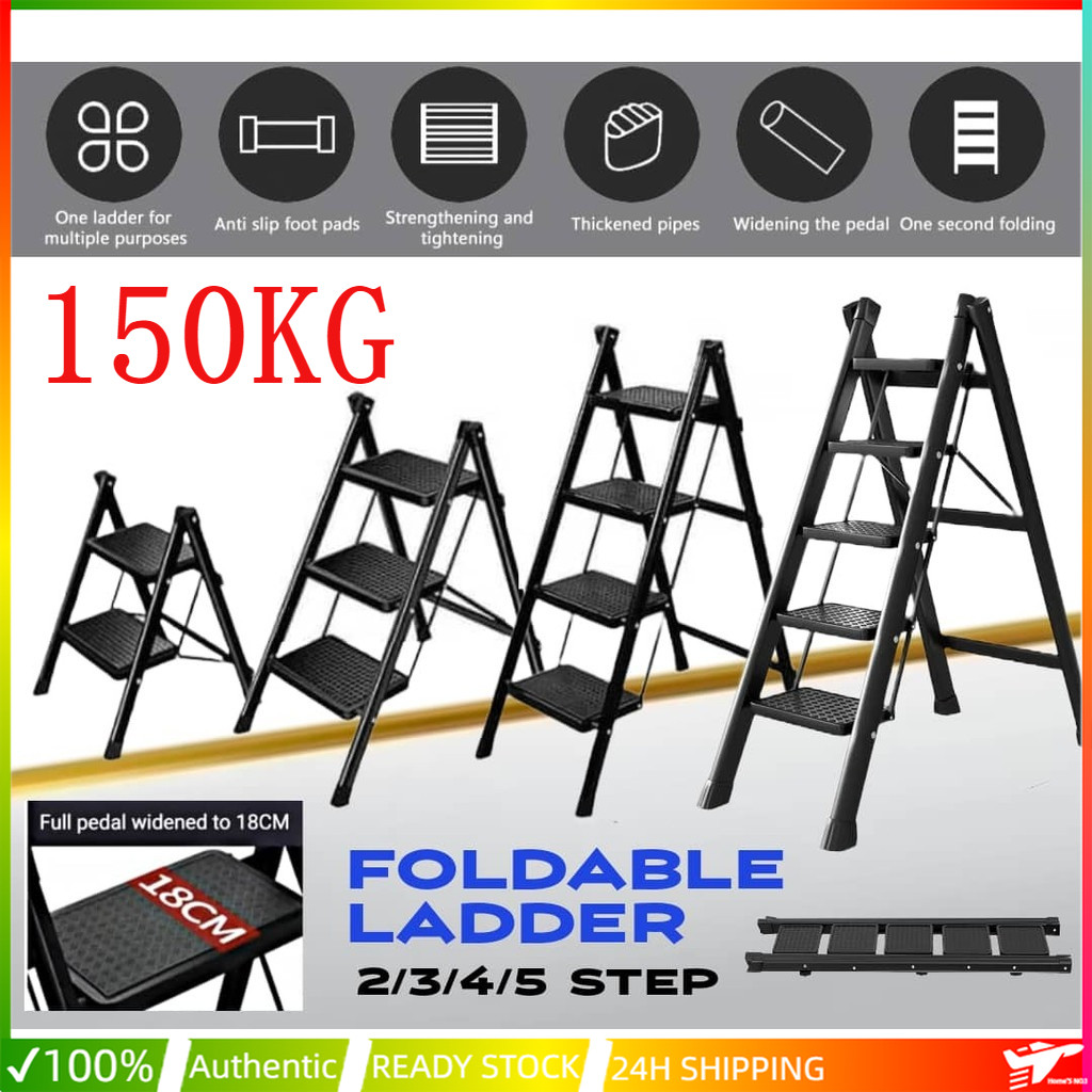 NEW Tangga Lipat 3/4 Steps Foldable Stool Carbon Steel Ladder ...