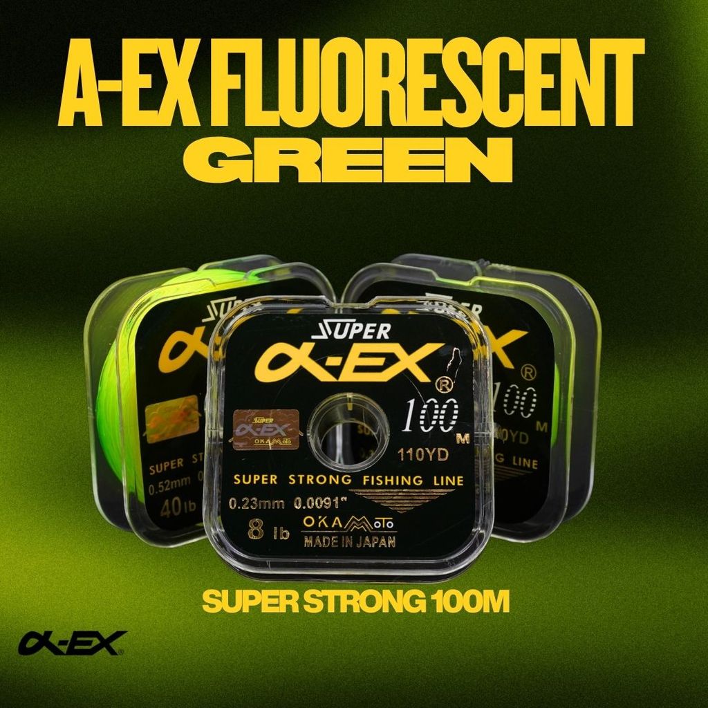 A-EX Fluorescent Green 100 meter Prawn Fishing Line Tali Tangsi Nylon ...