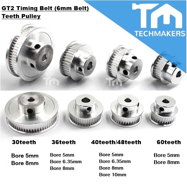 GT2 Timing Belt Pulley 30T/36T/40T/60T GT2 Teeth Pulley for 6mm Belt Width 2GT 5mm/6.35mm/8mm Bore 3D Printer
