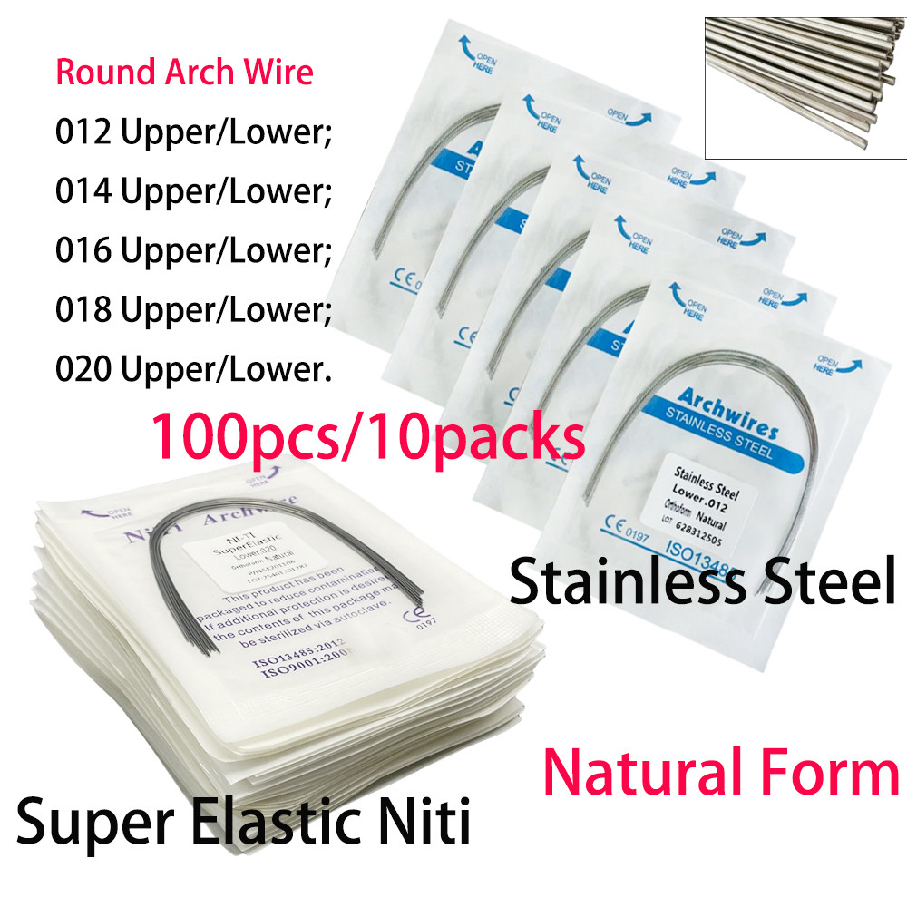100Pcs Dental Orthodontic Niti Stainless Steel Archwires Super Elastic ...