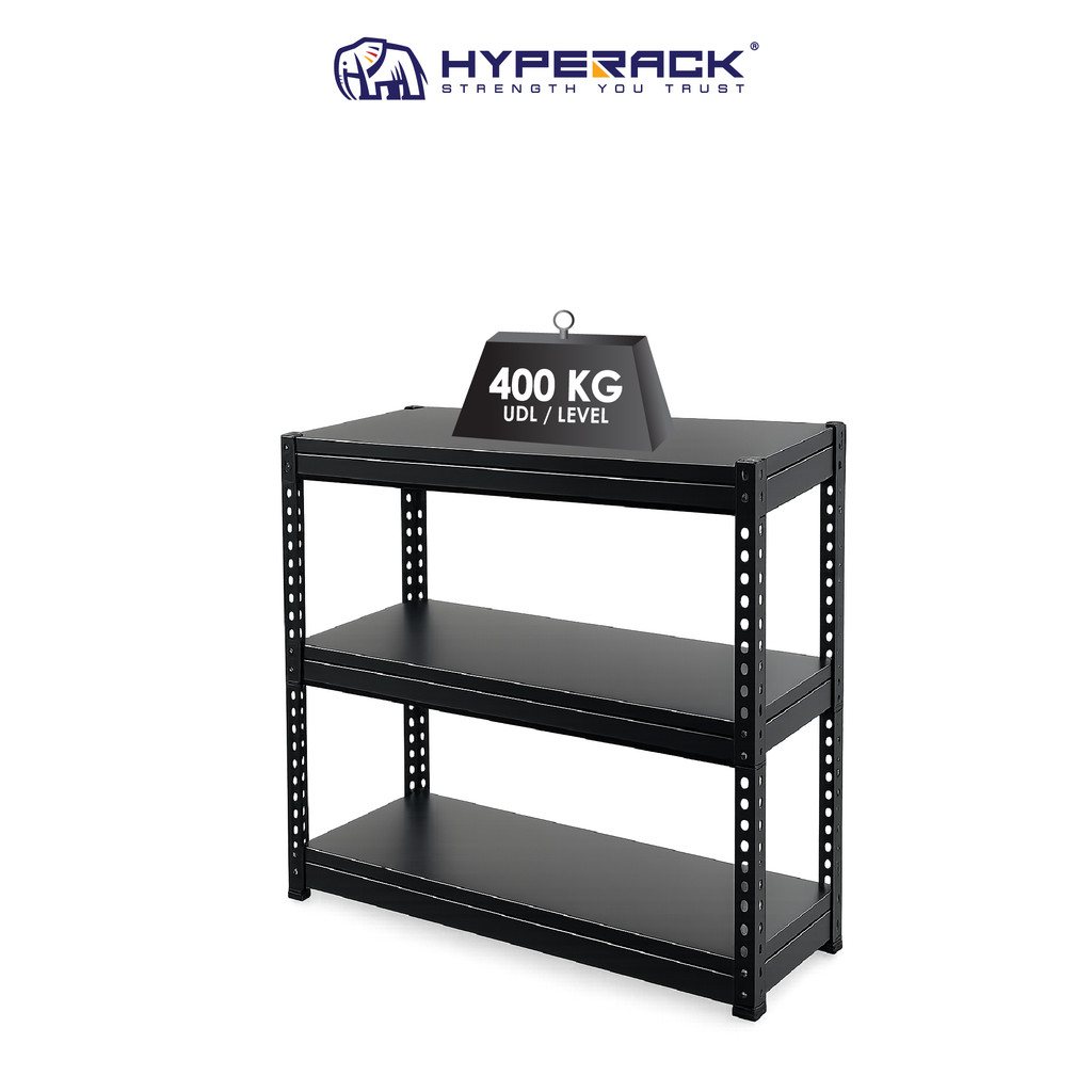 HYPERACK Premium Bending Metal Matte Black 3 Levels Boltless Rack Rack ...