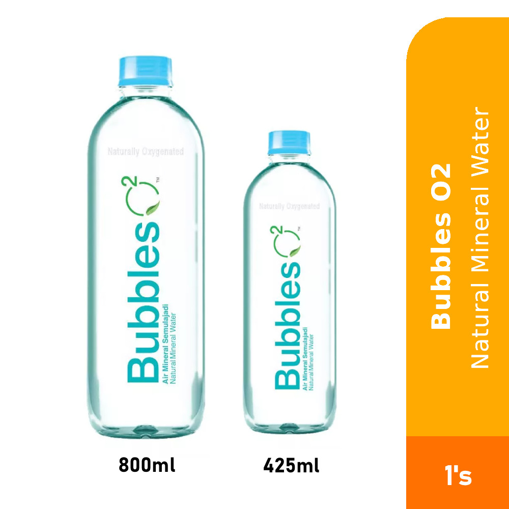 BUBBLES O2 Natural Mineral Water 425ml/800ml for Air Mineral Beroksigen ...