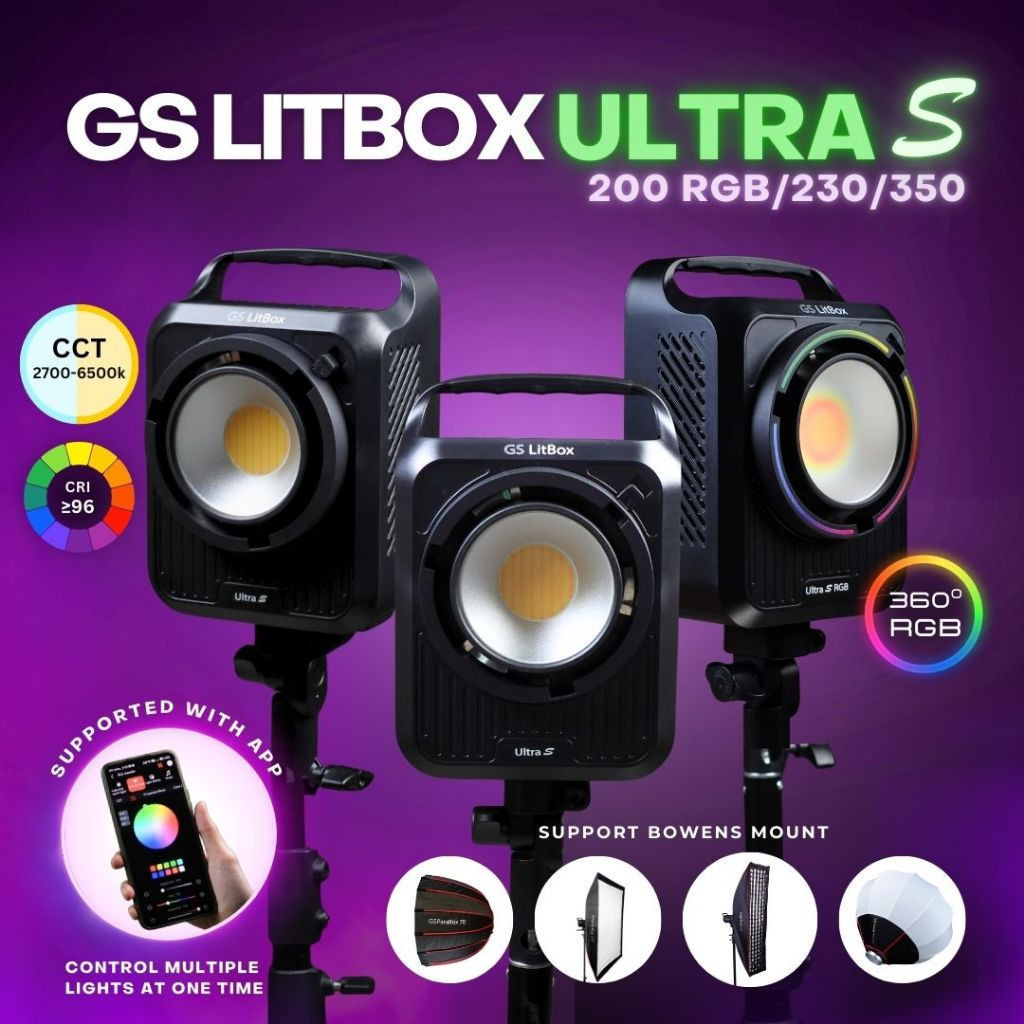 GS LitBox Ultra Slim COB Daylight RGB LED Video Light 2700-6500K Bi ...