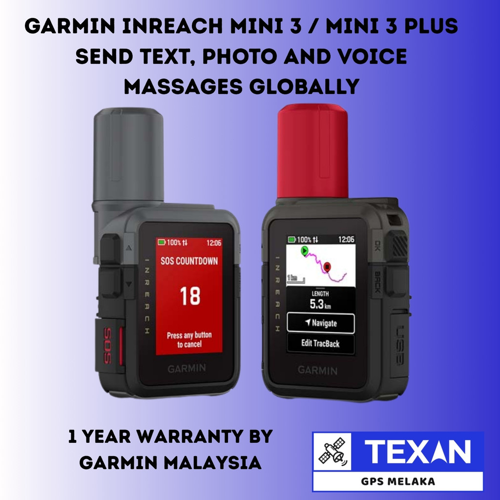 Garmin inReach Mini 3 / inReach Mini 3 Plus Satellite Communicator ...
