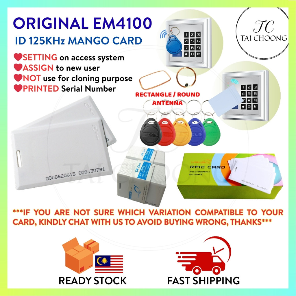 TC AC-009 Mango RFID Proximity Card EM4100 TK4100 MS1F50 Card EM Door ...
