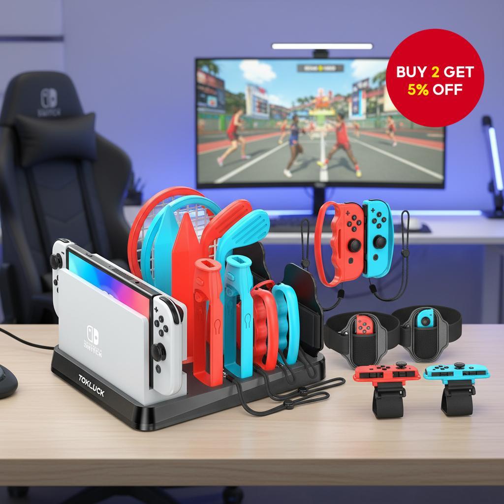 Nintendo Switch/OLED Console & Joy-Con Sports Kit with Storage Station ...