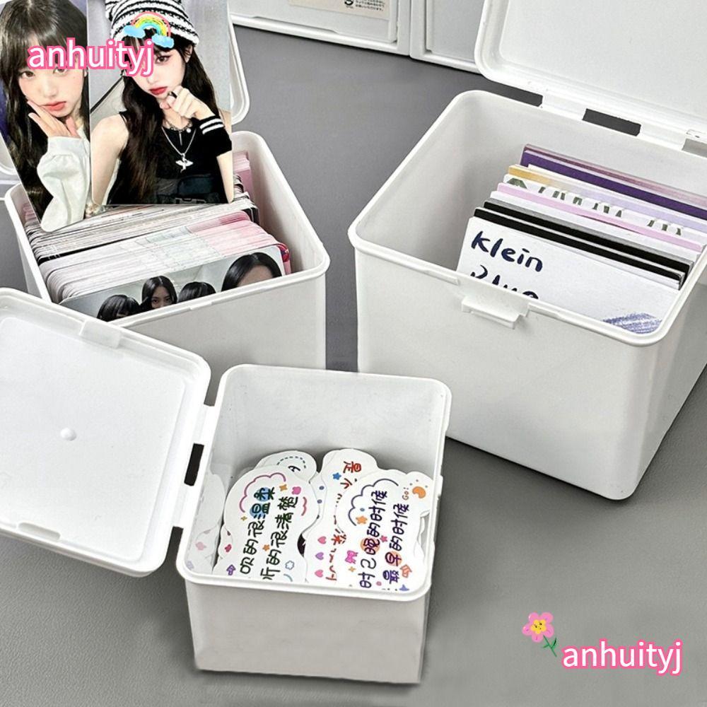 LANJ Storage Box, White Kpop Collection Box, Idol Cards Photos ID Card ...