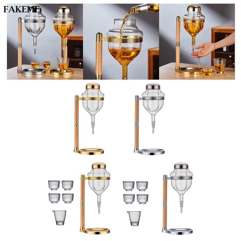 FAKEME Sake Set Transparent Cold Sake Chilled Server Dispenser with ...