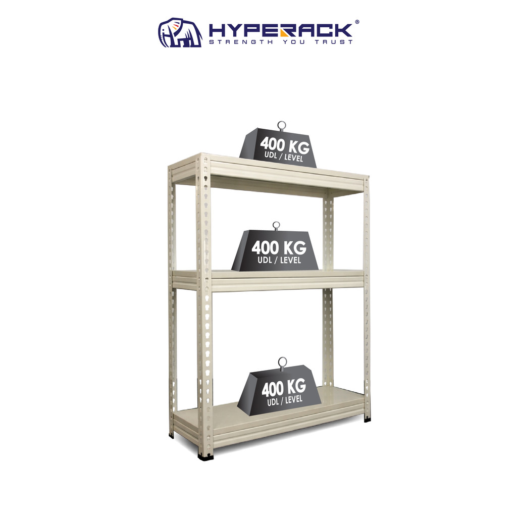 HYPERACK Premium Bending Metal Beige White 3 Levels Boltless Rack Rack ...