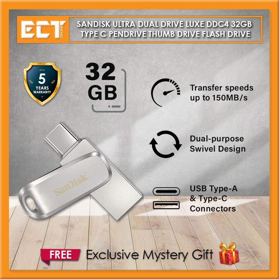 Sandisk Ultra Dual Drive Luxe DDC4 32GB 64GB 128GB 256GB 150MB/s USB 3. ...
