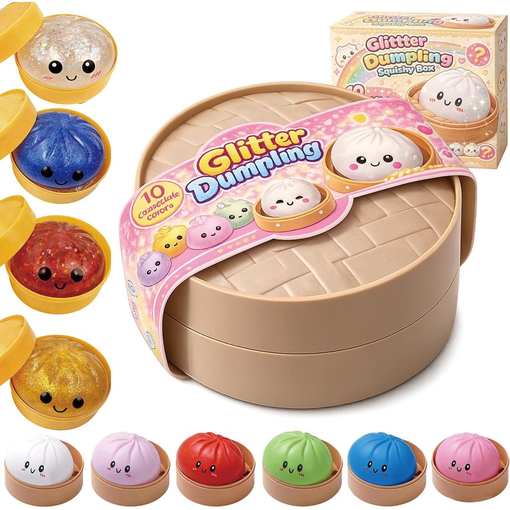 Glitter Dumpling Squishy - Random Glitter Dumpling Box, 10 Colors ...