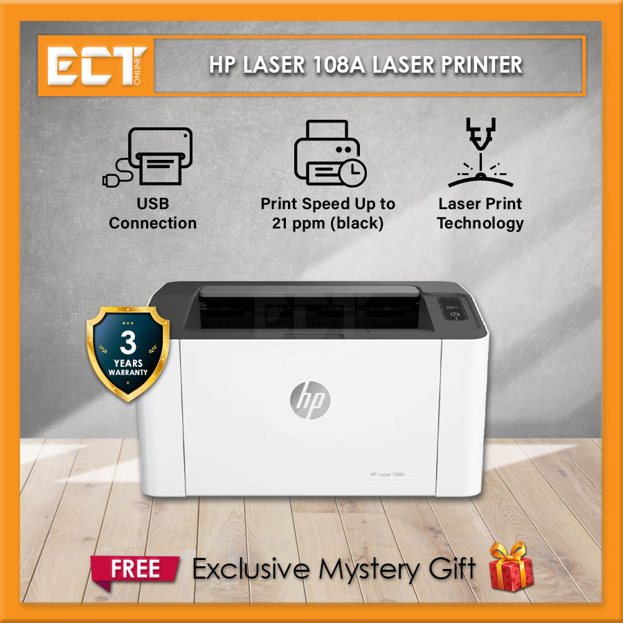 HP Laser 108A / 108W Laser Printer - USB / Wireless (4ZB79A / 4ZB80A ...