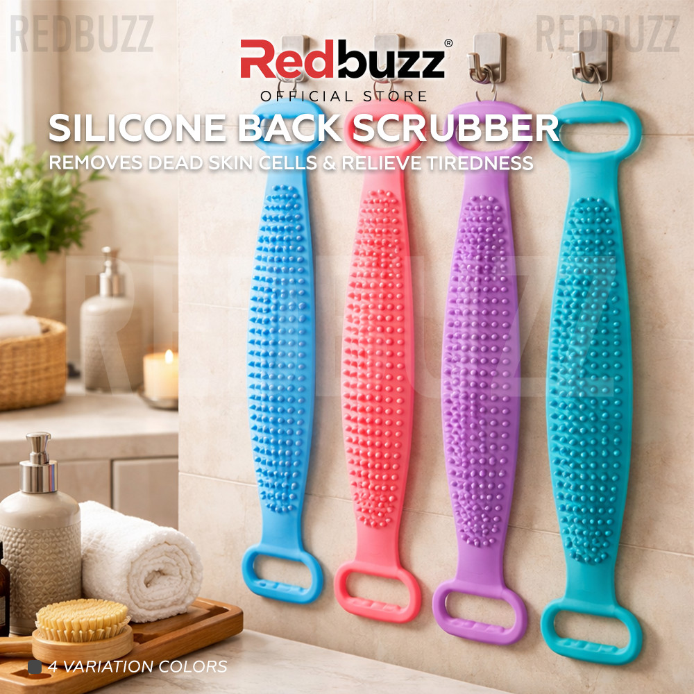 REDBUZZ Silicone Bath Towel Back Scrubber Strap Exfoliating Scrub Body ...