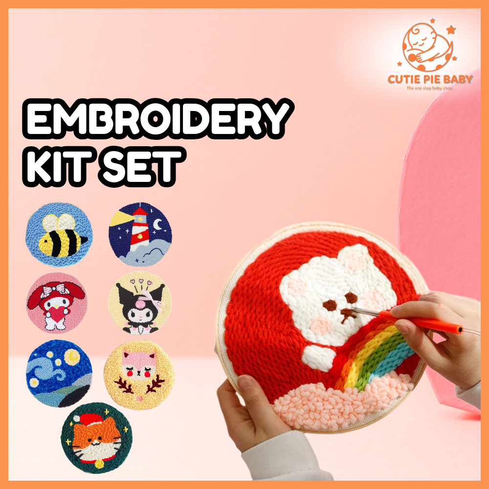 Embroidery Kit Needlework for Beginner Punch Needle Cross Stitch Set ...
