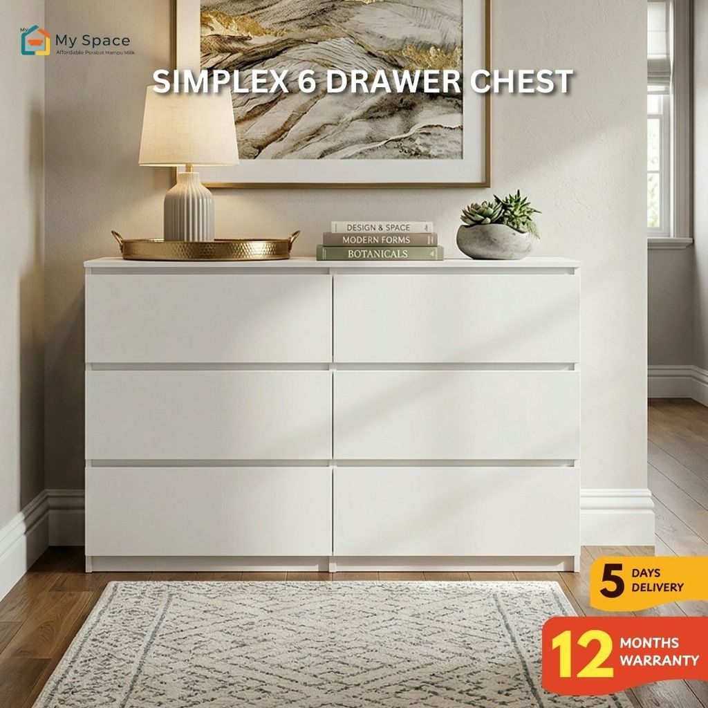 [FREE/LOW SHIPPING] MY SPACE Simplex 6 Drawer Chest /Dresser /Storage ...