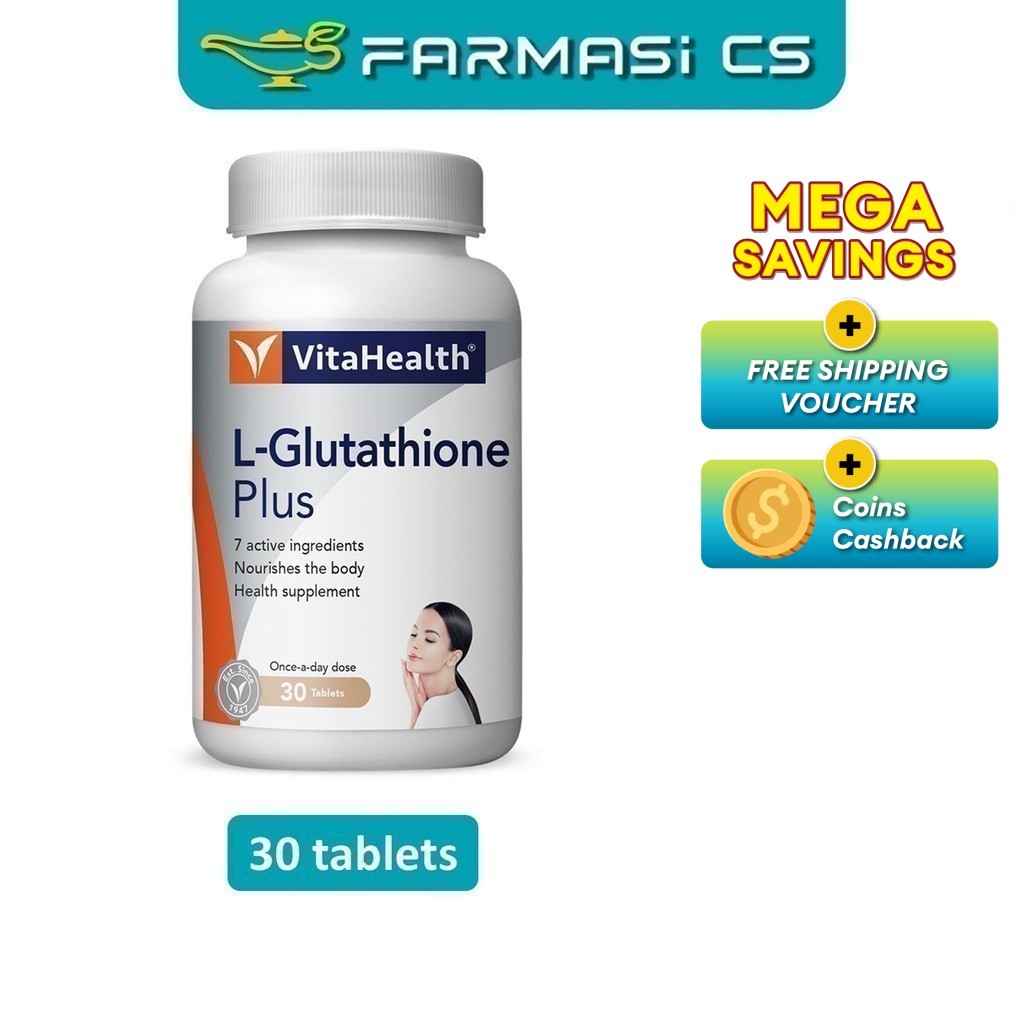 vitahealth l glutathione PROMO VitaHealth L-Glutathione Plus 30 Tablets EXP:04/2027 [ Astaxanthin  ALA Grape Seed Extract L Glutathione ]