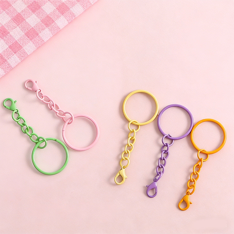 [100 Pieces Ready Stock] Color Key Ring with Four-Section Chain Hanging ...