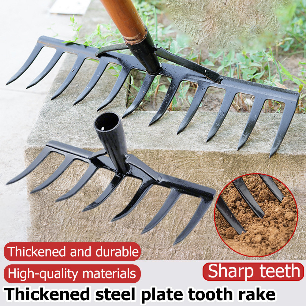 Cakar Besi Tebal Rumput Berkebun / Heavy Duty Garden Raker Metal 7T 11T ...