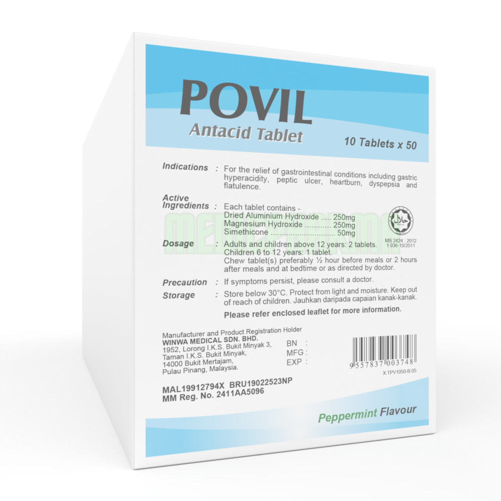 [ POVIL ANTACID TABLET ]- Gastric 50 strip /ONE BOX | Shopee Malaysia