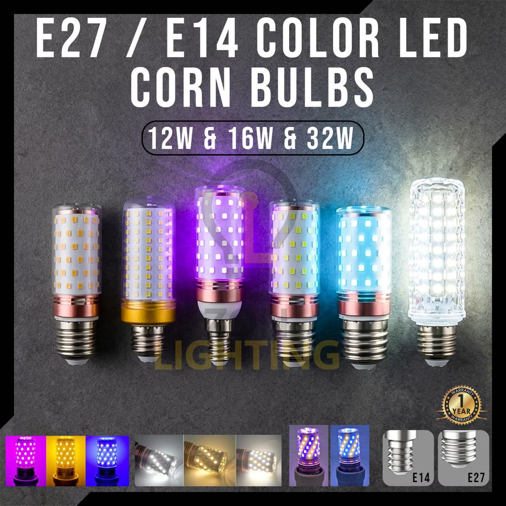 E27 / E14 LED 3 color corn bulb PURPLE BLUE YELLOW LIGHT | Shopee Malaysia