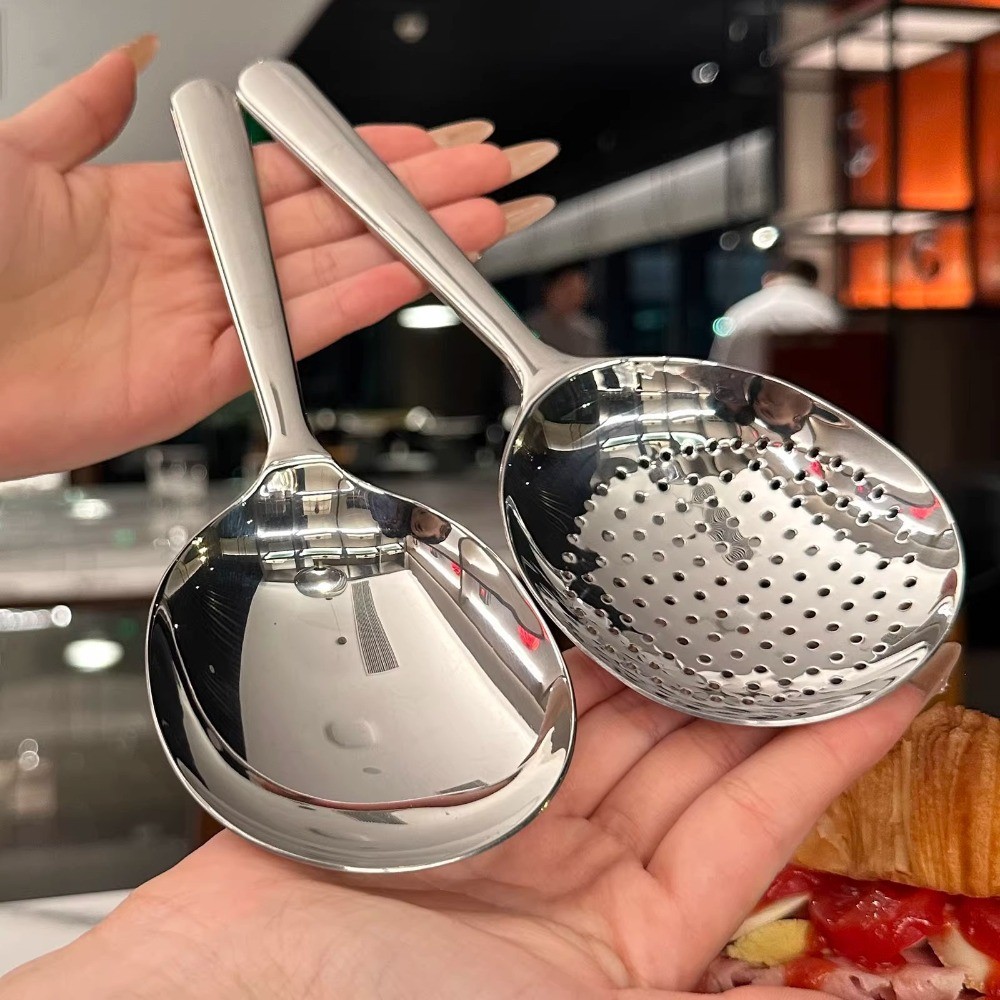 1Pc Big Head Stainless Steel Round Spoon Large Size Dining Spoon Rice ...