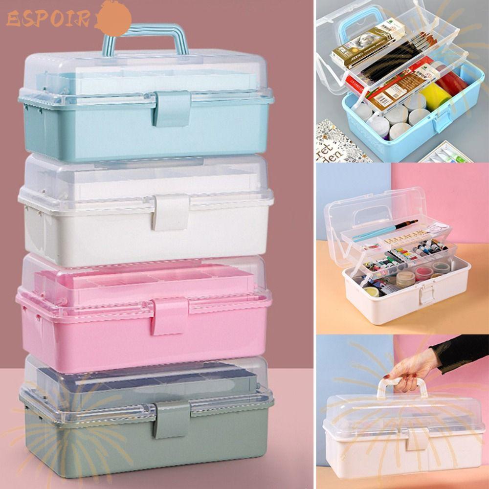 ESPOIR Craft Storage Box, Transparent Plastic Sewing Storage Box, Large ...