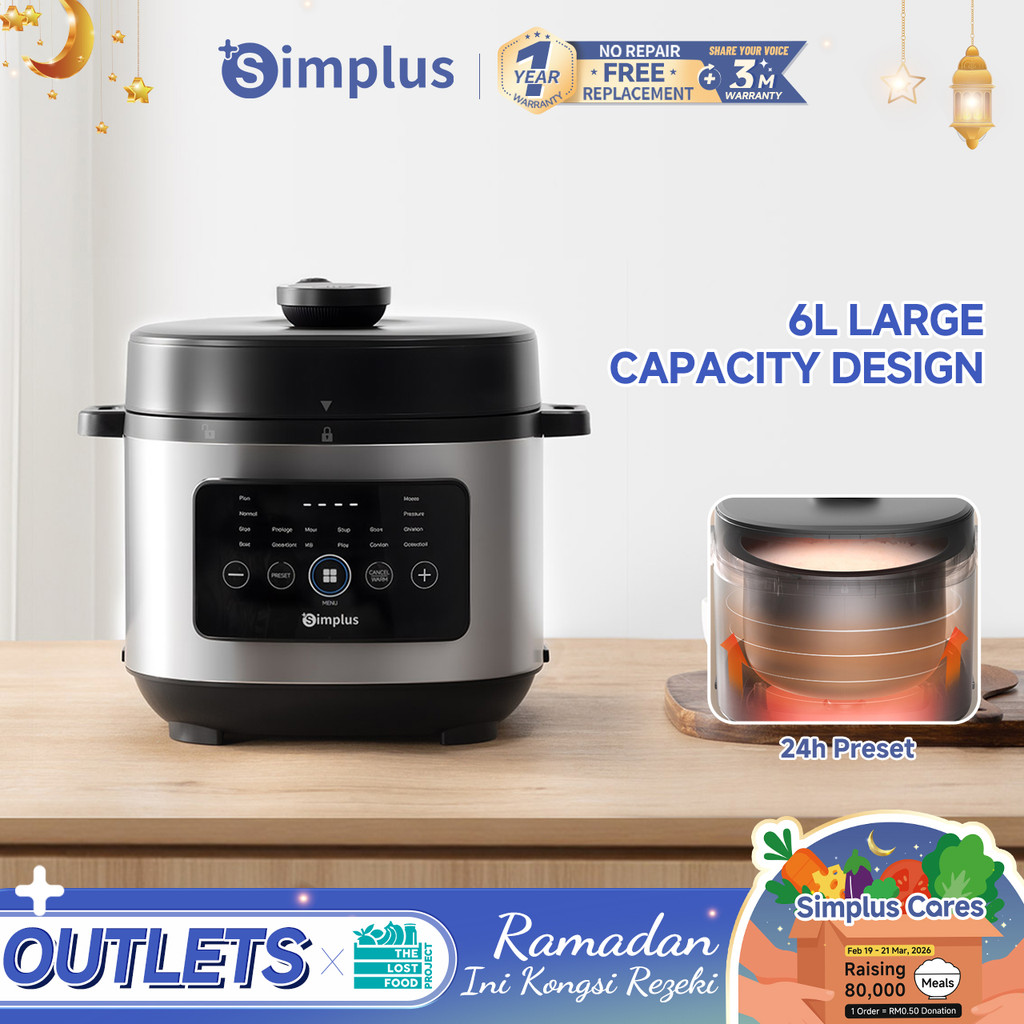 【NEW】Simplus 1000W 6L Rice Cooker丨Anti-Overflow & Anti-Clog丨70kPa High ...