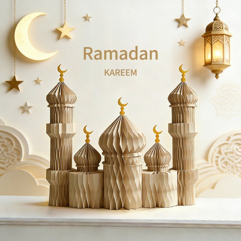 2026 Hari Raya Castle Honeycomb Ornament Retro Ramadan Paper Ornament ...