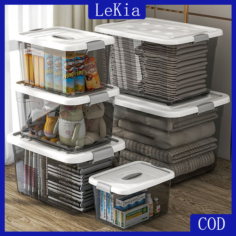 46L Transparent Storage Box Extra Large Thick Quilt Storage Box Toy PP ...