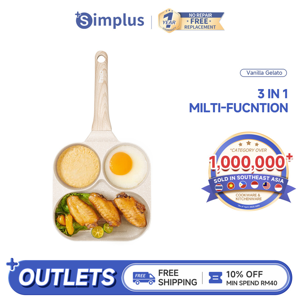 Simplus INSSA 21cm Breakfast Pan | 3-in-1 Versatility | Divided Frying ...
