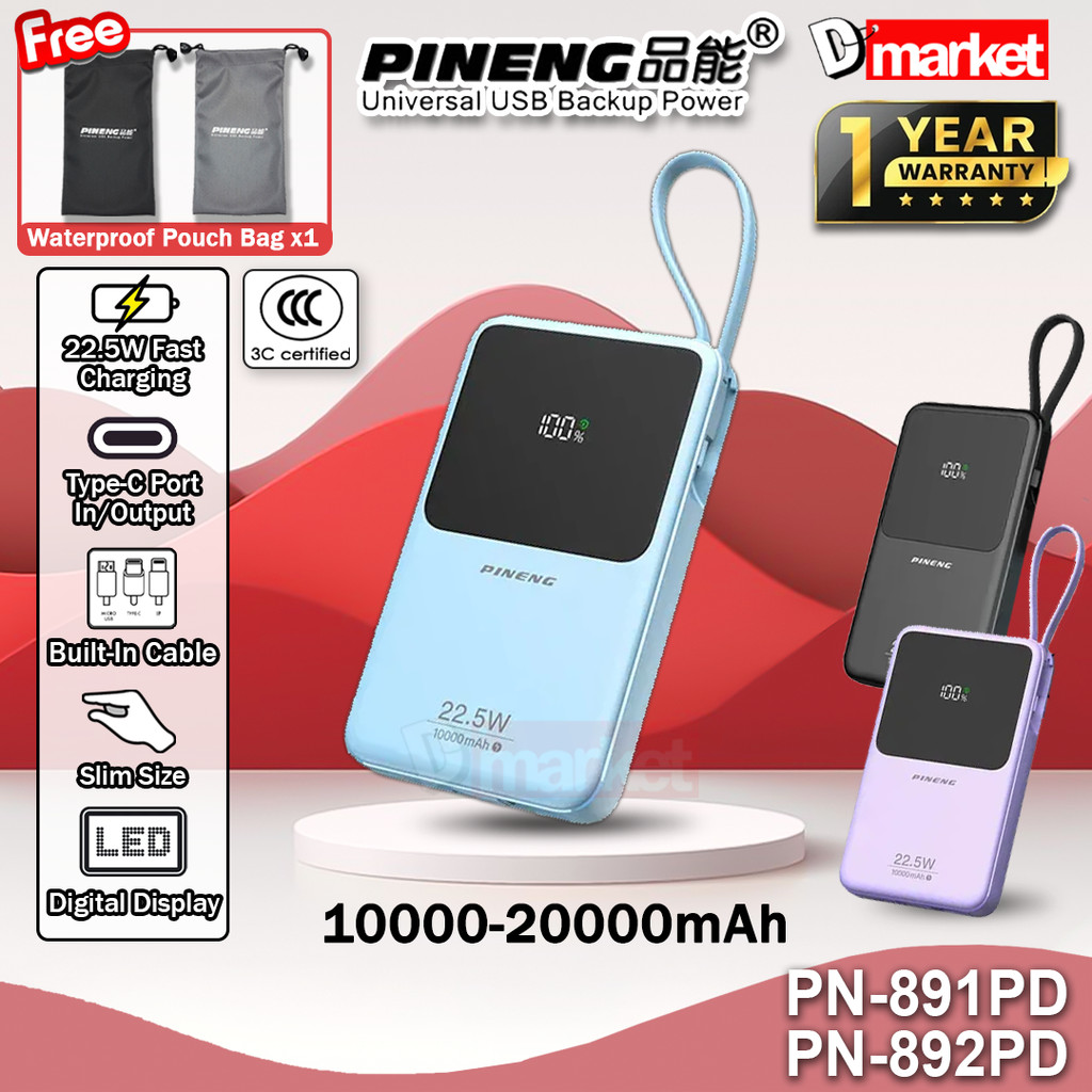 【3C Certified】Pineng PN891 10000mAh Powerbank Pineng Pineng PN892 ...