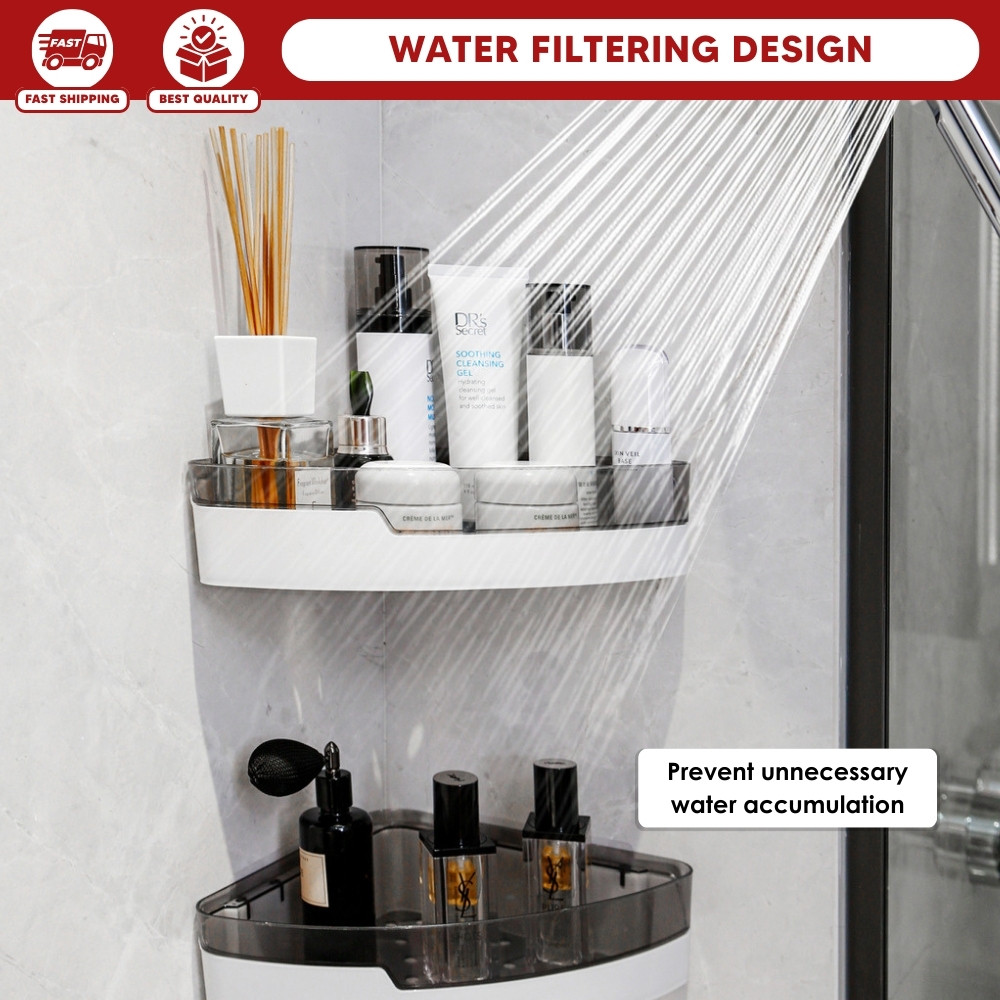 Bathroom Rack Wall Mount Free Punched Shower Storage Shelves Double ...