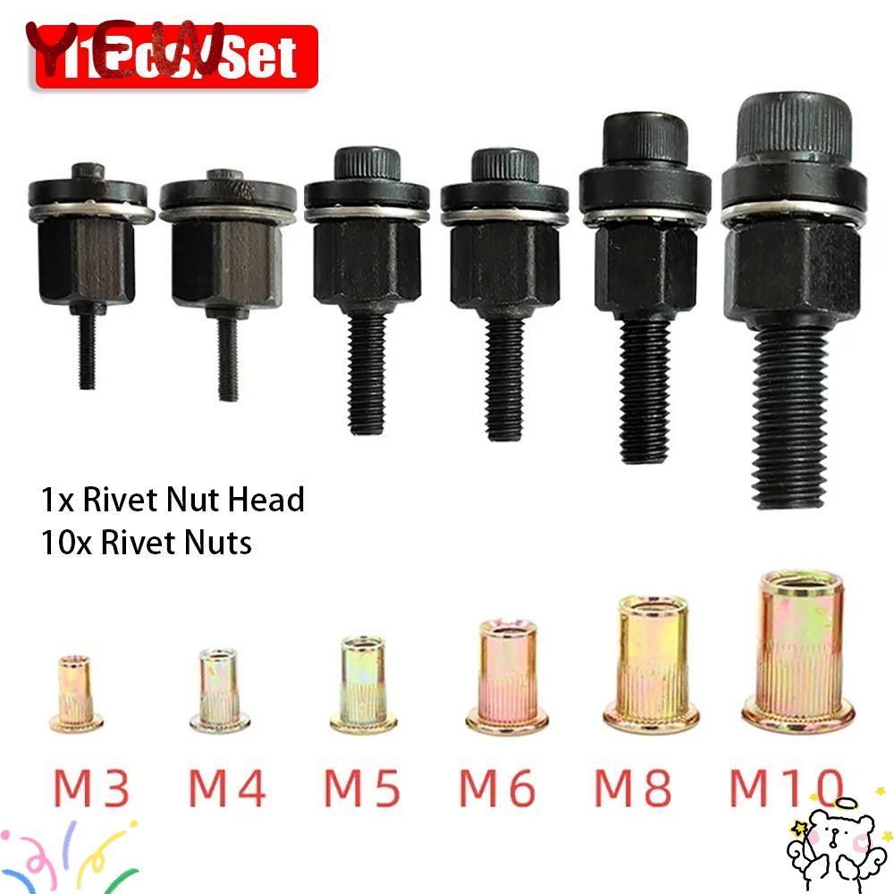 YYE 11Pcs/Set Manual Riveter Tool, Mandrel Staple For Rivet Nut Torch ...