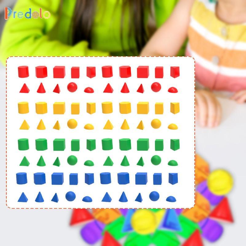 predolo 80 Pieces 3D Geometric Shapes Blocks Pattern Blocks Skill ...