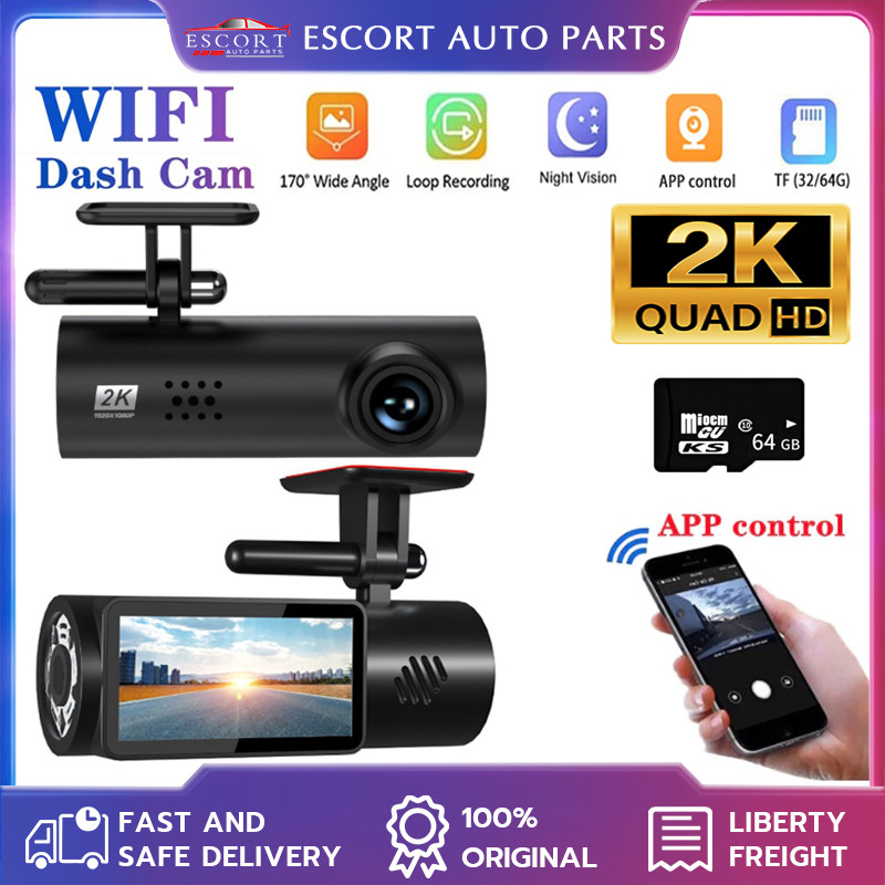 WiFi Dashcam Car Camera 2K (2304x1296 resolutions) QHD Video Recorder ...
