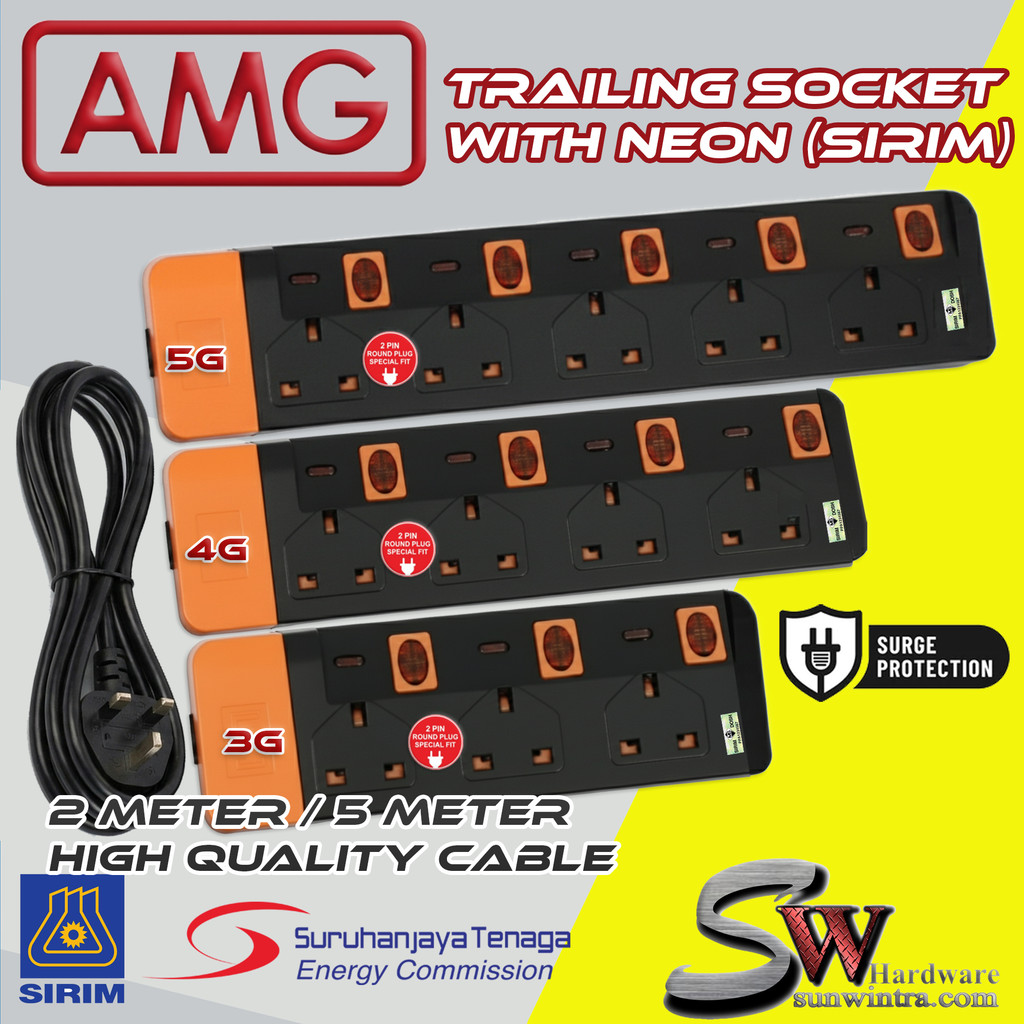 SIRIM APPROVED AMG Trailing Socket With Neon 3 GANG / 4 GANG / 5 GANG ...