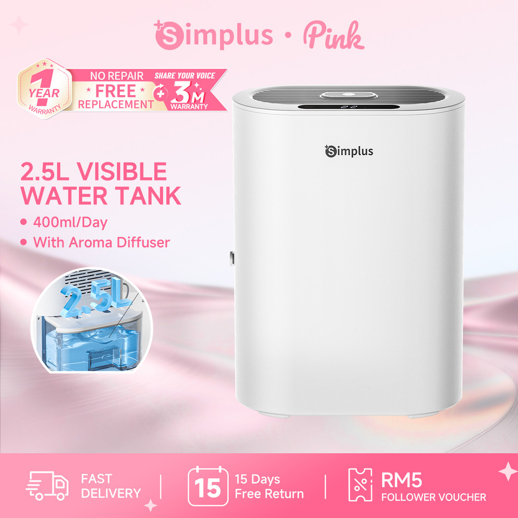 Simplus Pink Dehumidifier Refresh Aroma Diffuser High-Effiency (2.5L ...