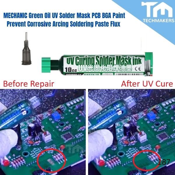 MECHANIC Green Oil UV Solder Mask PCB BGA Paint Prevent Corrosive Arcing Soldering Paste Flux Ink Repair Phone