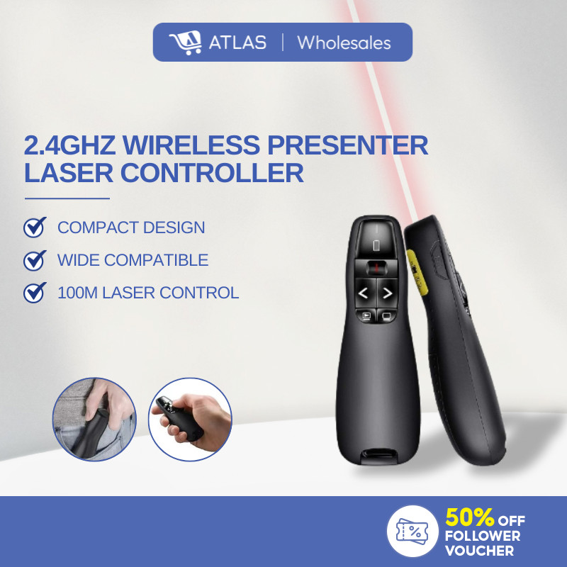 ATLAS USB Wireless Presenter Red Laser Pointer PPT Remote Control ...
